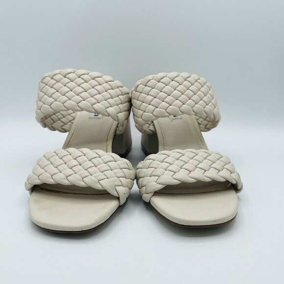 Steve Madden Shoes Womens Size 8.5 M White Heel Daphnee Braided Sandal Slip On - Picture 4 of 11